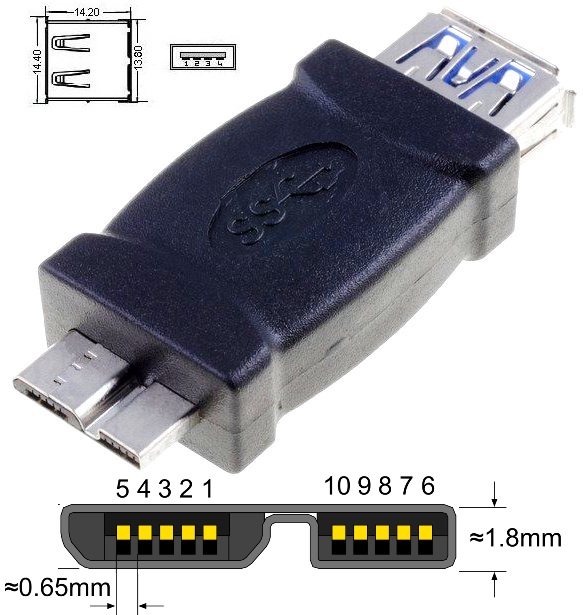 Adaptador USB-3 Macho-USB 2 Hembra