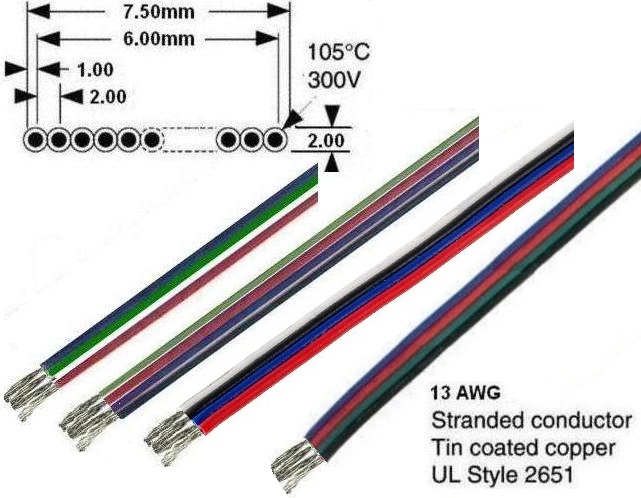 Cable Flat colores x 4 RGB