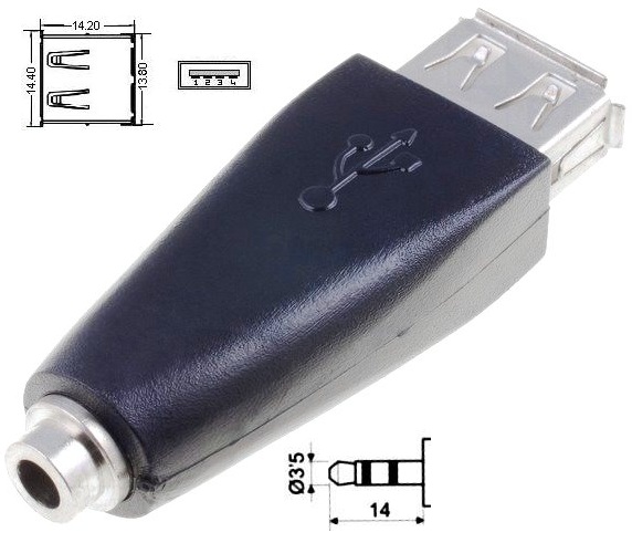 USB Hembra-Jack 3.5-hembra