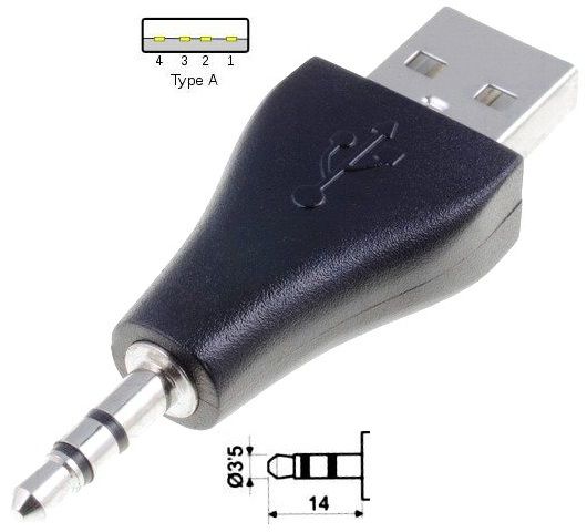 USB Macho-Jack 3.5-macho