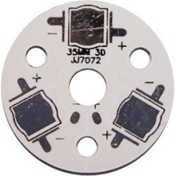Pcb redondo 35mm 3 Led CREE XRC, XRE y Lumiled