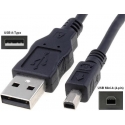 Cable USB-A MIni-USB-B 4pin Macho-Macho Negro