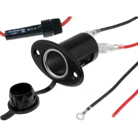 Base Conector mechero hembra con tapa y fuse 12v
