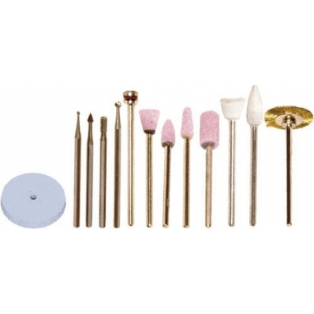 Juego de fresas, brocas abrasivas y cepillo