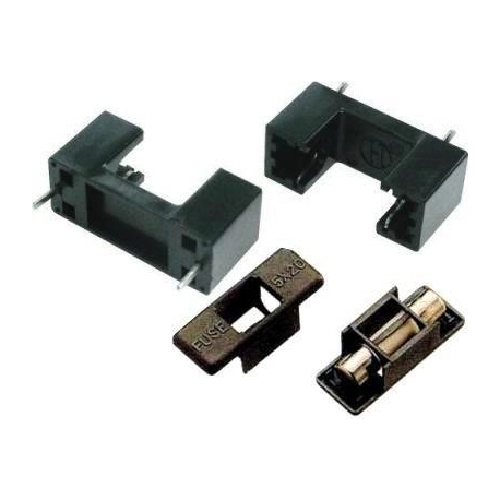 Portafusible 5x20mm con tapa negra