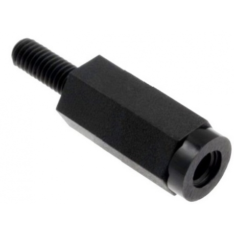 Separador hexagonal Nylon-poliamida Negro M3 tornillo