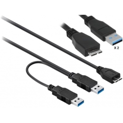 Cable USB-A 3.0 Macho-2 USB-B Macho para Discos Duros