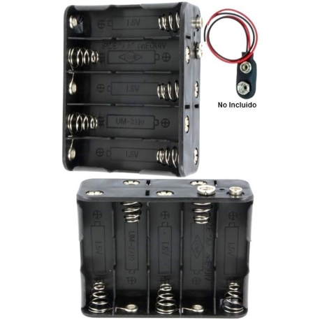 Portapilas baterías 10 x AA, LR06, 14500 tipo 5x5