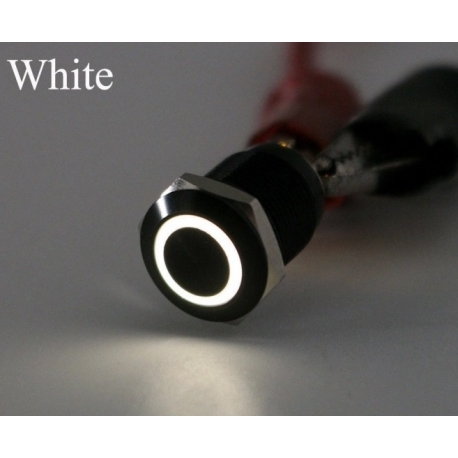 Pulsador de panel Antivandalos Aluminio Negro 16mm Led 12v