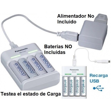 Multi-Cargador Eneloop Panasonic de Baterias AA/AAA Ni-Cd-NiMh