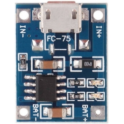 Cargador Micro USB para baterías de Litio 4.5-5.5v. a 5v. 25x19mm