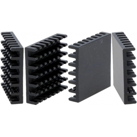 Disipador Térmico de puas Anodizado Negro 27x27mm