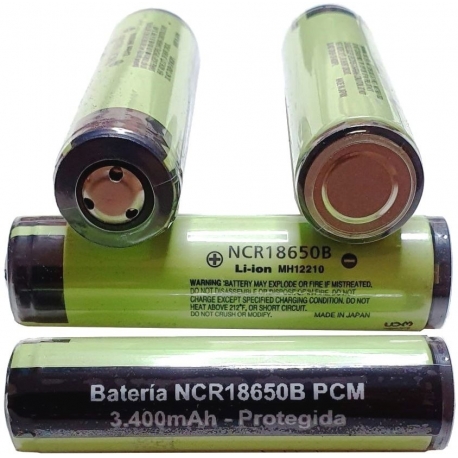 Bateria Litio NCR18650 3400mA protegidas 3.7v Panasonic
