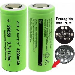 Bateria 26650 3.7v 4.200mA Protegida Brett