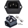 Base enchufe IEC-C14 macho con porta fusible 5x20
