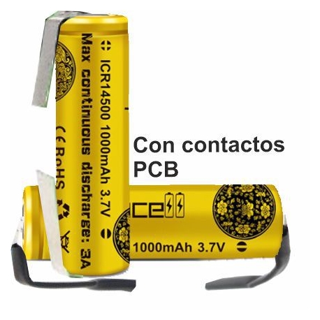 Baterías de Litio 14500 3.7v 1000mA Pcb