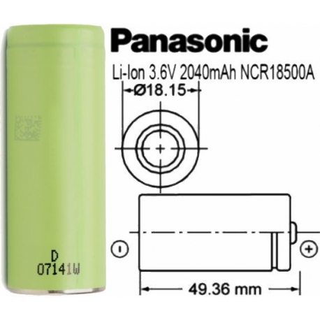 Bateria Litio Panasonic NCR18500A No protegida