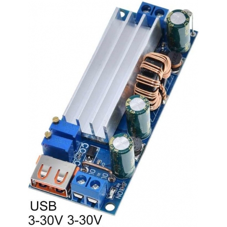 Fuente DC-DC 2-24v. Salida 3-30v. 4A.Ajustable con USB