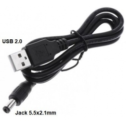 Adaptador USB Macho a Jack 5.5-2.1 Macho