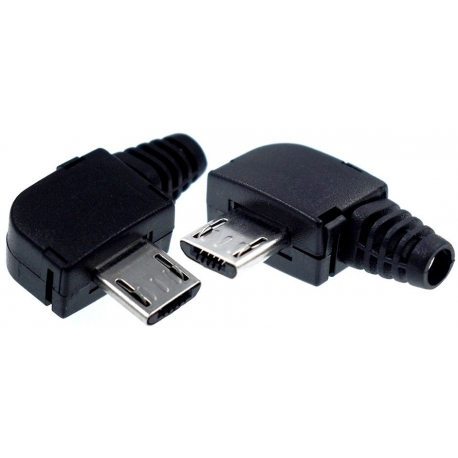 Conector Micro USB A Macho 5 pin Angular Negro