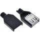 Conector USB Hembra Aéreo 4 pin Negro para Cable