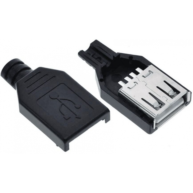 Ingenieros Delgado densidad Conector USB 2.0 Hembra Aéreo 4 pin Negro para Cable
