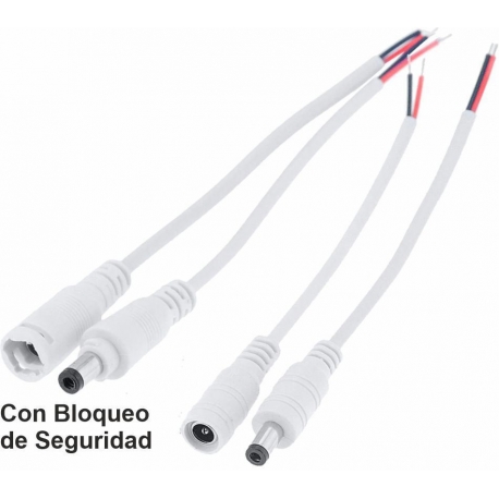 Conector Jack Alimentación Blanco con Bloqueo 5.5x2.1mm