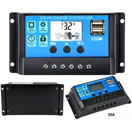 Controlador de Carga para Baterías de Placas Solares 12-20v 20A