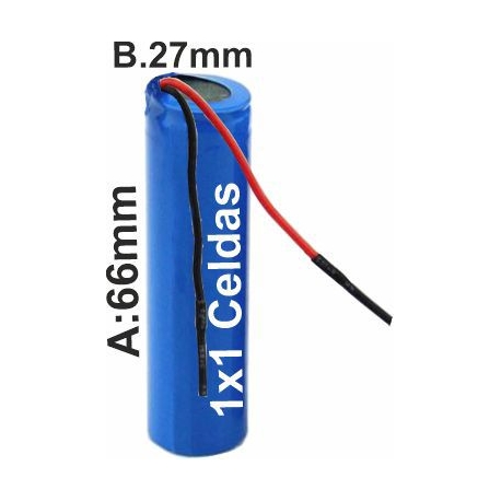 Pack de Bateria de 1 celda Tubo 26650