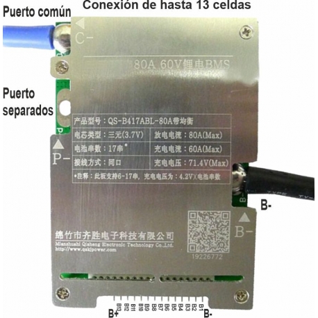 Pcm 6 hasta 13S, para Baterías de Litio 80A