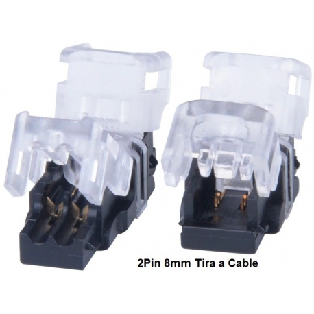 Conector de Alimentación Click 8mm 2Pin Tira-Cable