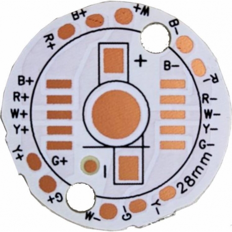 Pcb Redondo 28mm para Led RGBW-Y de 10 pines