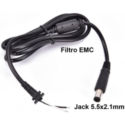 Conector Jack 5.5x2.5mm con Cable, filtro y pasacable