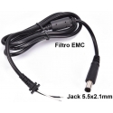 Conector Jack 5.5x2.1mm con Cable, filtro y pasacable