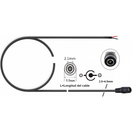  Jack Alimentación Hembra Con Cable 5.5x2.1mm