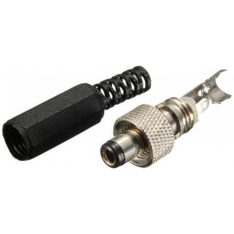 Conector Jack macho 5.5-2.1/2.5mm con tuerca de bloqueo