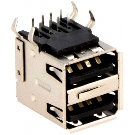 Conector USB A Hembra SMD Doble 4 pin