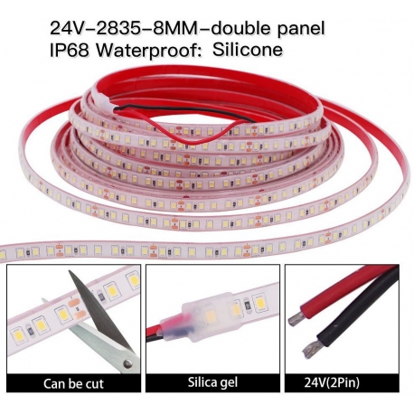 Tiras flexible de 60 Led 2835 Siliconado IP68 24v