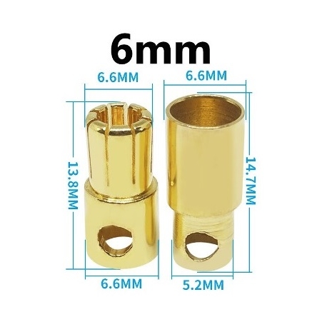 Conector Power 6mm Gold Plate