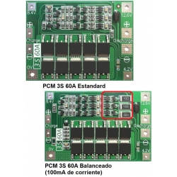 PCM 3S para Baterías de Litio 11.1-12.6v. 60A
