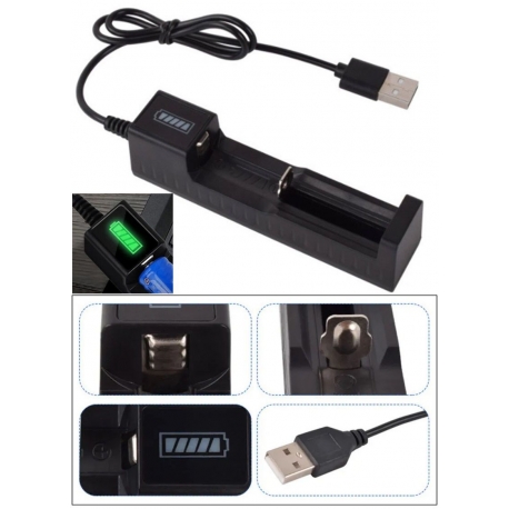 Cargador de Baterías de Litio de sobremesa 14500-18650, 1 bahía