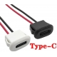 Conector USB-C Hembra 2 pin con cables
