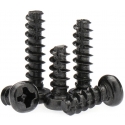 Tornillos 2.6mm Cabeza Redonda sin punta Philips Rosca Plasticos Negro