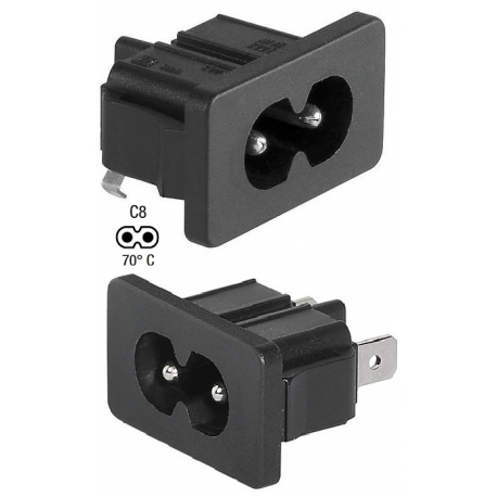 Base enchufe IEC C8 Macho PCB Schurter 103