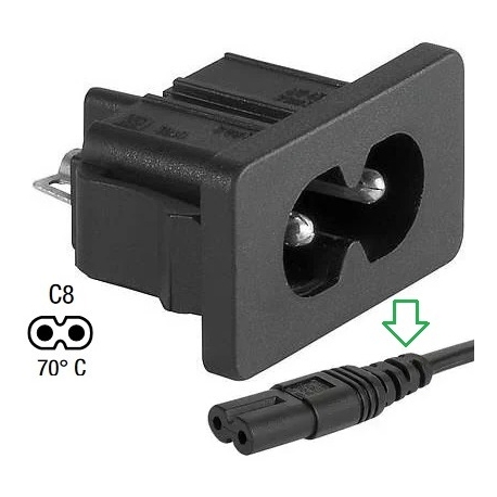 Base enchufe IEC C8 Macho PCB Schurter 102