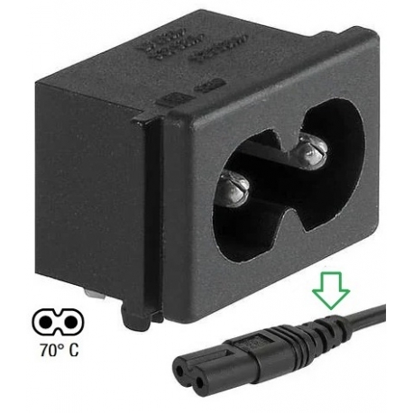 Base enchufe IEC C8 Macho PCB Schurter 104