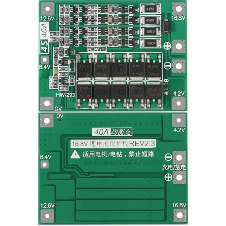 PCM 4S para Baterías de Litio 14.8v. 40A. V2.3, 4S