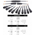 Juego Conector IP65 M12, 15mm Negro 2pin, 3pin, 4pin con cable