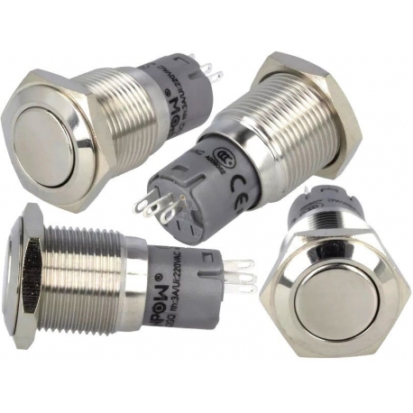 Pulsador Antivandalos de Panel 16mm Plano