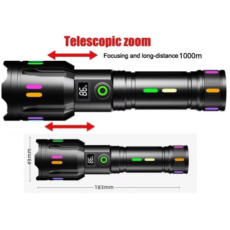 Linterna profesional, Zoom. USB 1400 lúmenes